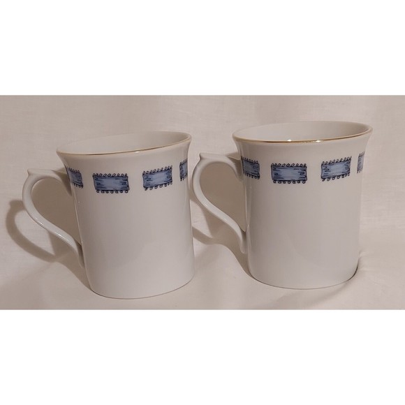 2 Forget Me Nots And Ribbons by Mary Mugg Coffee Tea Cup Mug Vintage Enesco 1980 - Picture 2 of 14